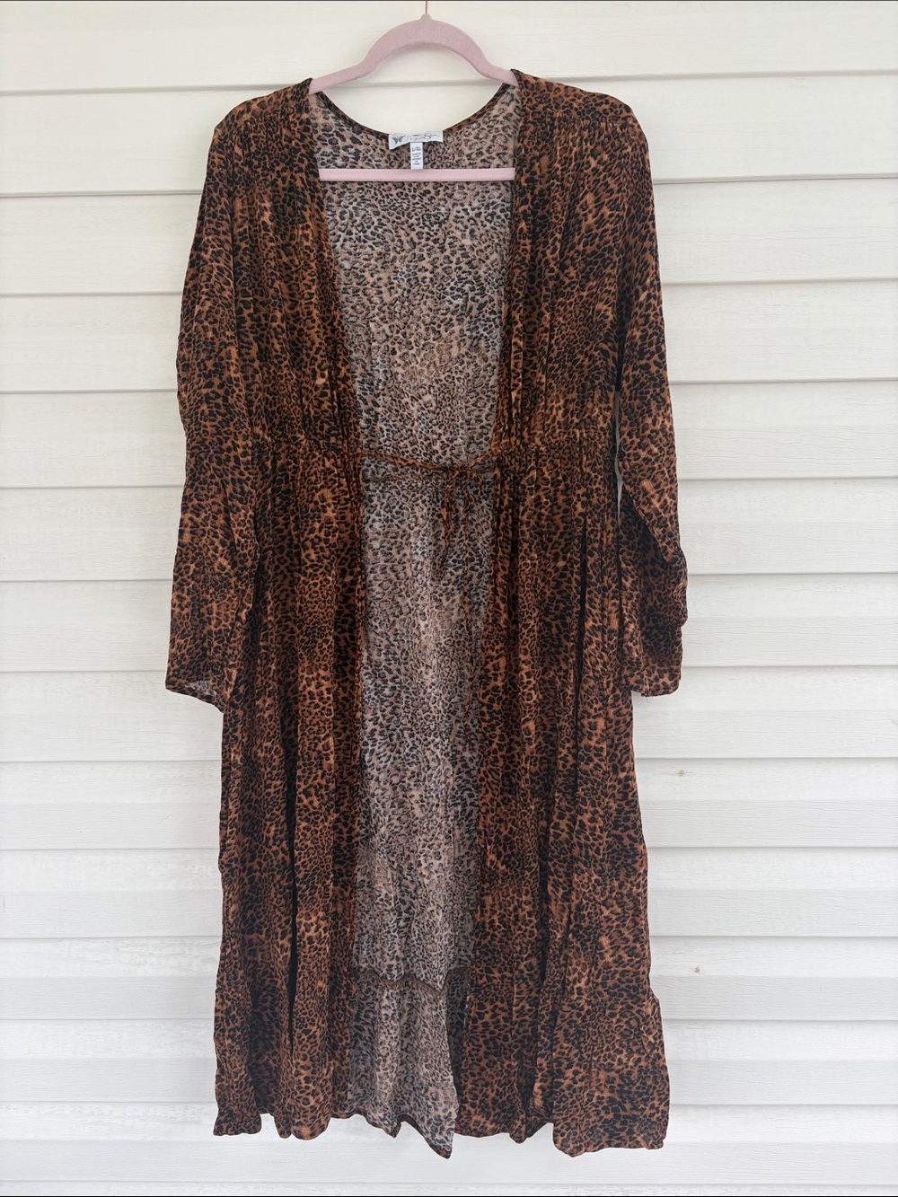 Jessica Simpson Leopard Print Cover Up Dress Kimono Duster Beach Coverup Boho